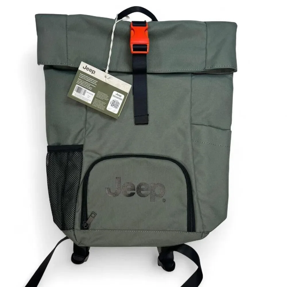 Jeep Roll Top Backpack Travel School New Army Green Gift